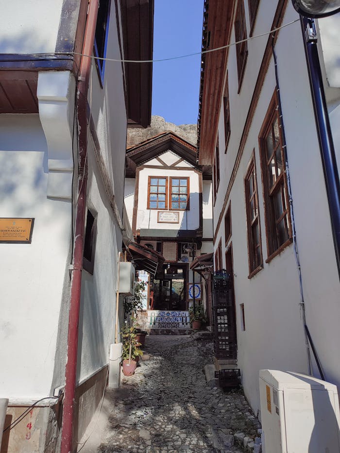services-02 Explore a quaint historic alleyway flanked by traditional houses in a serene cityscape.