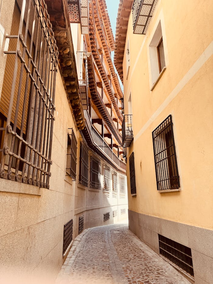 services-01 Charming narrow alleyway with traditional architecture and cobblestone path.
